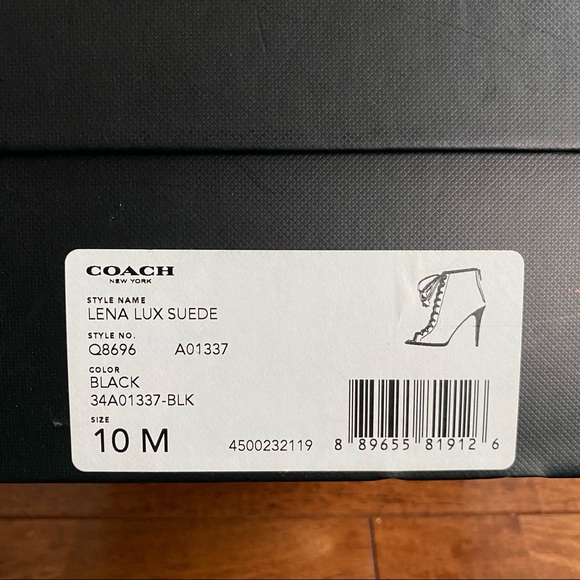 NWT Coach Lena Lux Suede Lace Up Open Toe Booties 10 - Picture 4 of 9